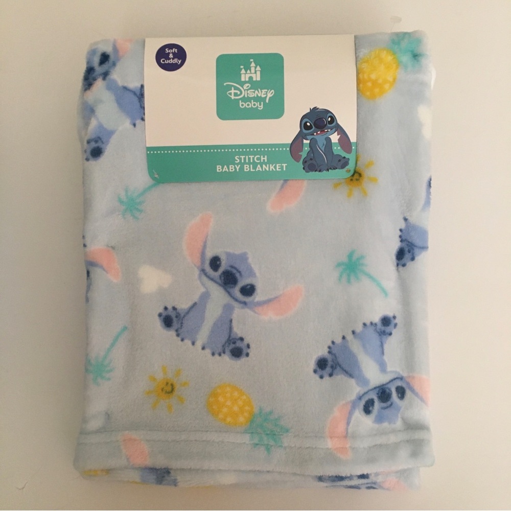 Disney Baby Stitch Character Baby Blanket Blue Lightweight Baby Gift NEW